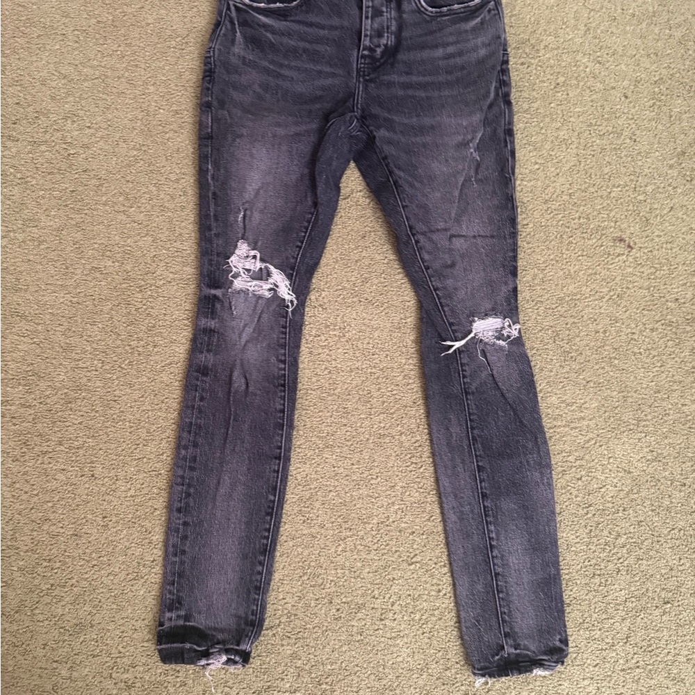 Distressed Black Men’s Purple Brand Jeans